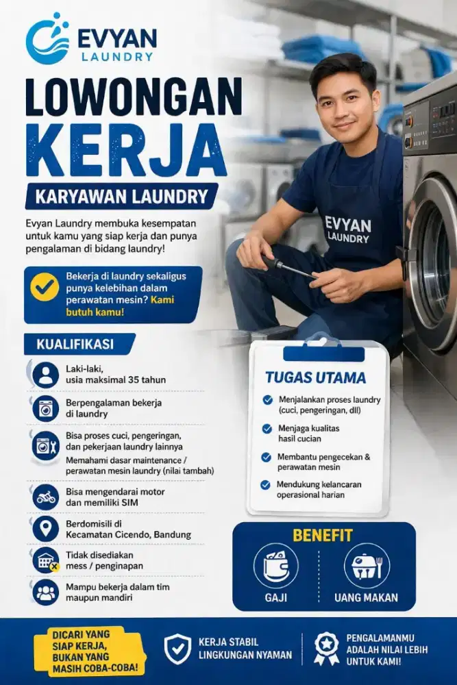 Lowongan kerja karyawan laundry