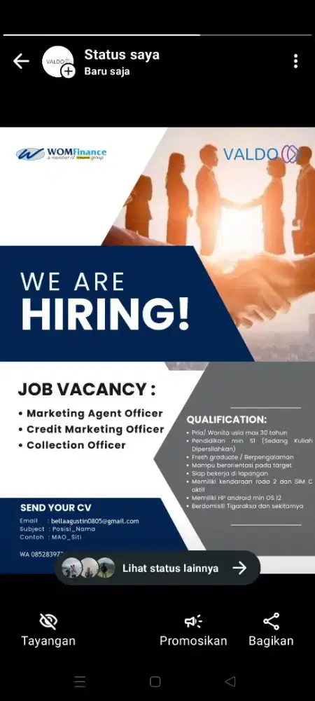 Credit Marketing Officer - Wom Finance cabang Balaraja