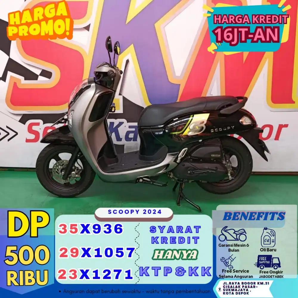 ( scoopy 2024 DP:500 servis gratis selama  angsuran cash credit