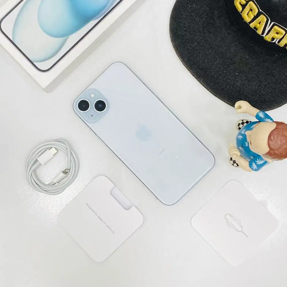 Second iPhone 15 plus 128 gb blue garansi resmi