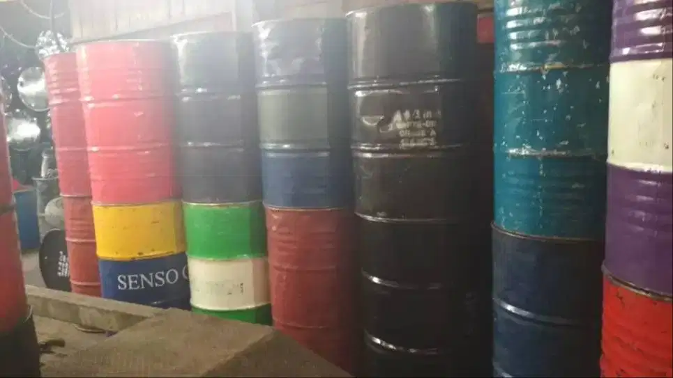 Drum besi. Drum kosong. Drum bekas. Layak pakai