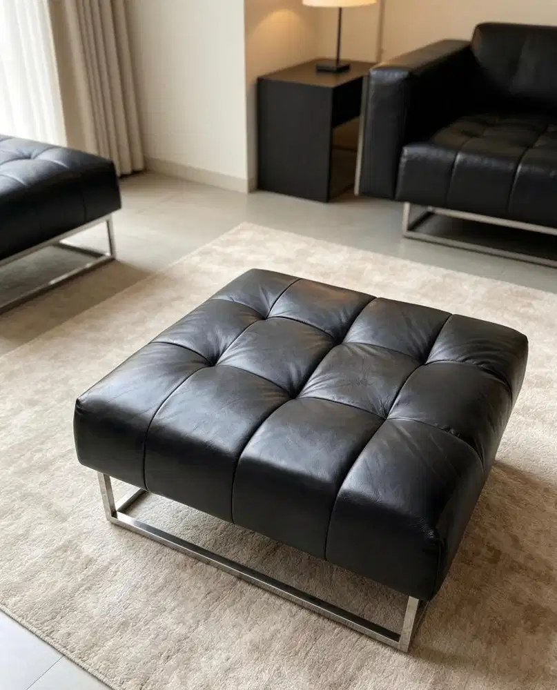 Kursi Ottoman Duomo Italian Leather Genuine ( Kulit Asli )