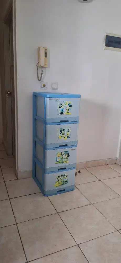 Lemari Laci Plastik 4 Susun - Motif Mickey Mouse