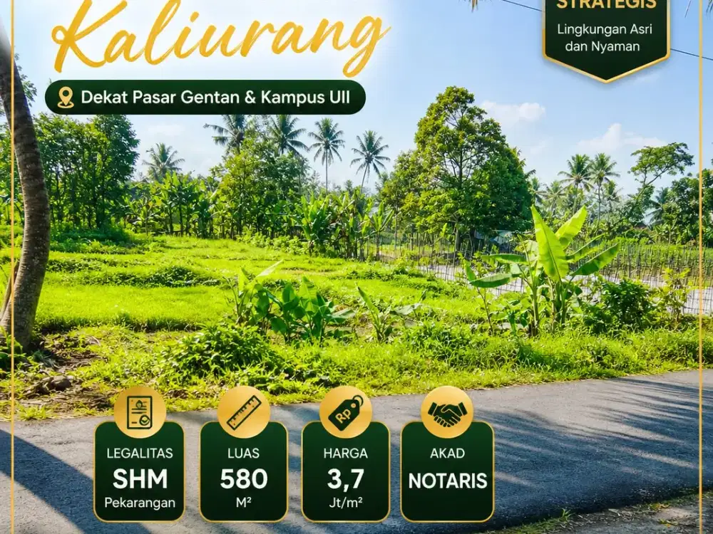 tanah kaliurang km 9  dekat pasar gentan & kampus UII