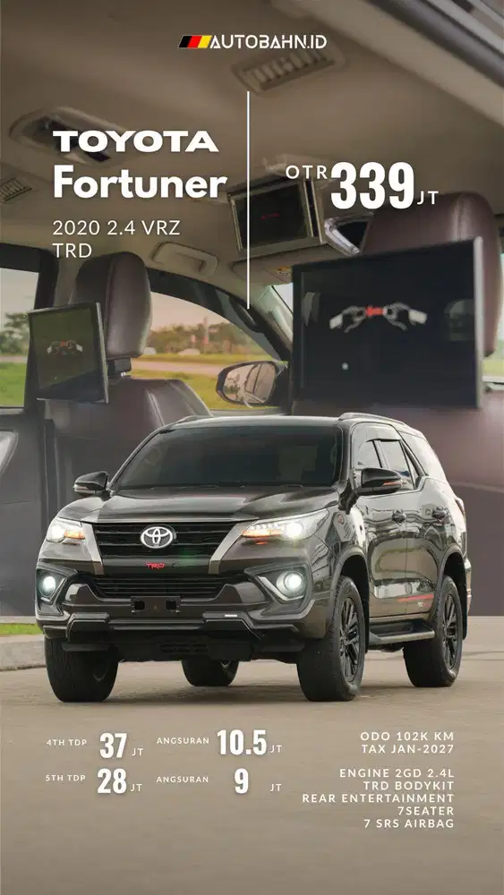 #Menang Banyak! Toyota Fortuner 2.4 TRD VRZ 2020 TV Belakang! Pajero
