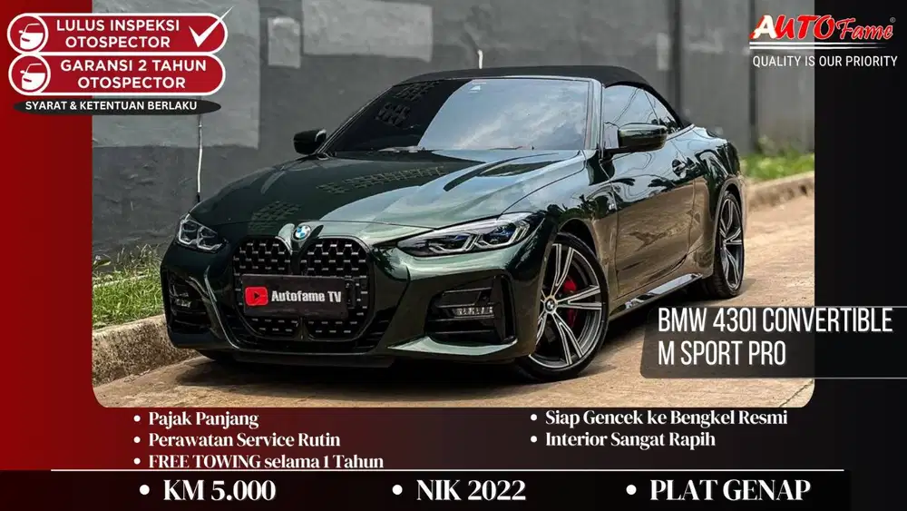 BMW 430i Convertible M Sport Pro Sage Green Metallic On Black NIK 2022