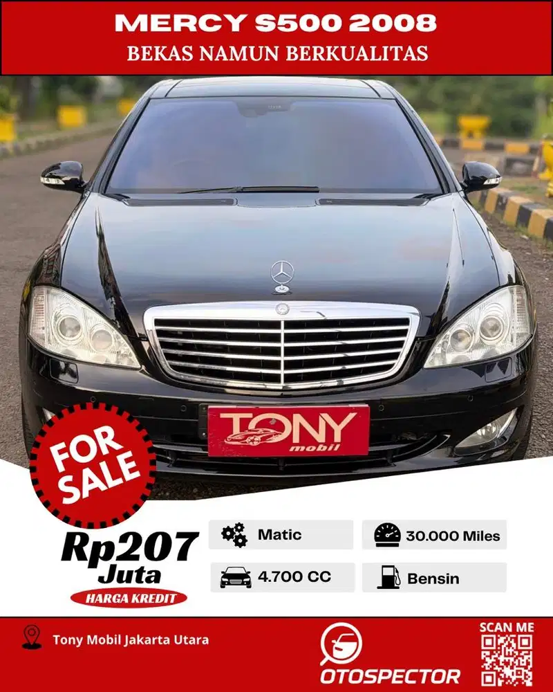 #Tony Mobil# Mercedes Benz S500 2008 Hitam