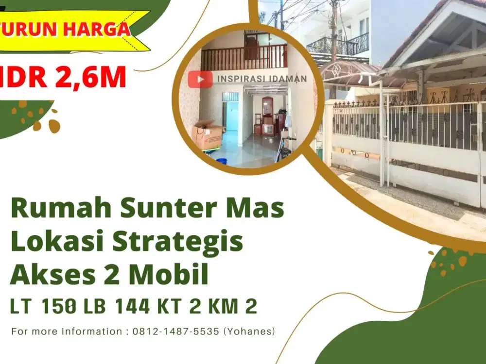 Rumah Sunter Mas Lokasi Strategis Akses 2 Mobil