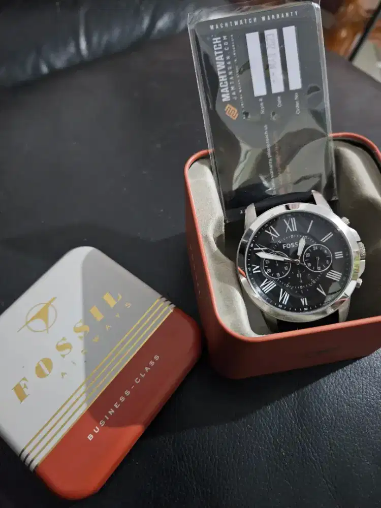 Fossil Grant Chronograph Black Leather Watch
