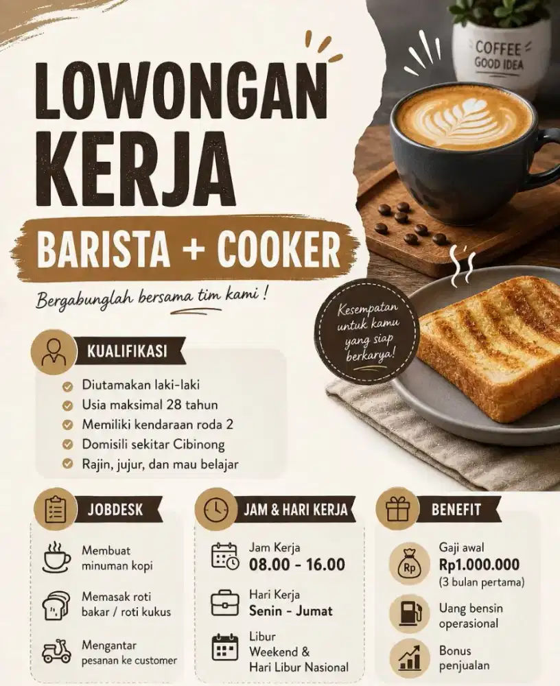 Lowongan Kerja Barista + Cooker