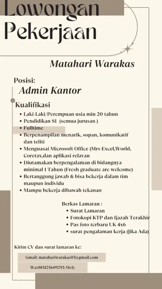 Dibutuhkan segera