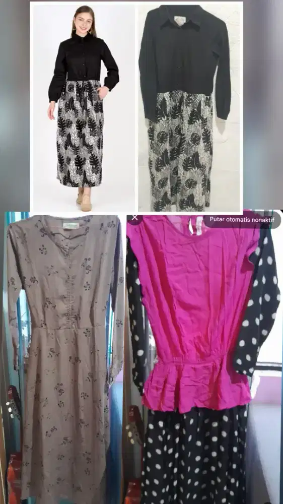 3 pcs Long dress merk Novel mice size S,nasywa&syafa'ah syar'i.