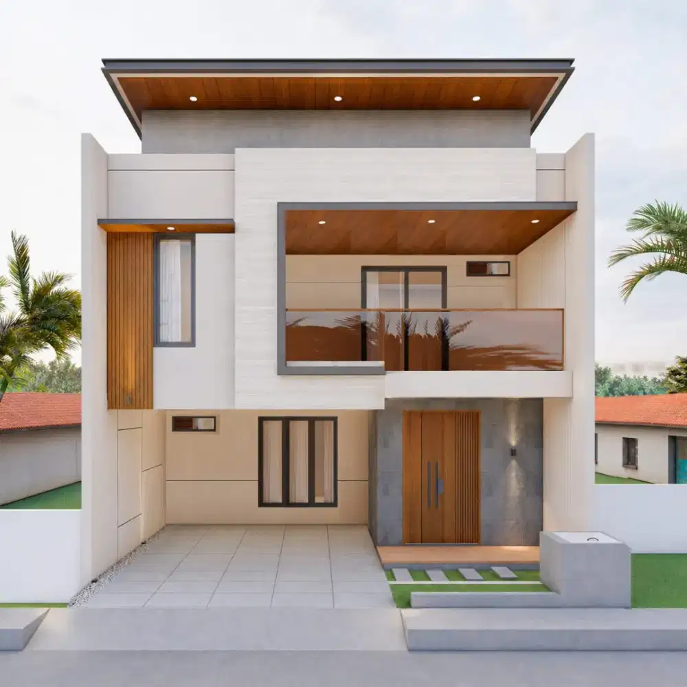 RUMAH 2 LANTAI DESAIN MODERN TROPIS