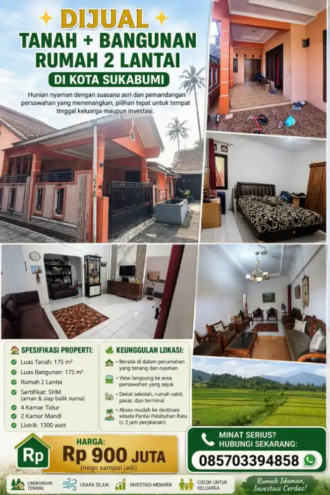 Dijual: Rumah Di depan Sawah