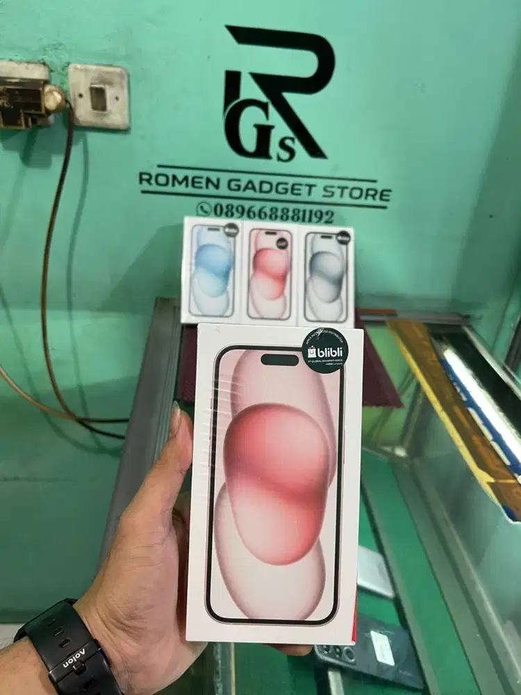Ready new iPhone 15 128gb Warna pink kondisi baru resmi iBox grs 1th