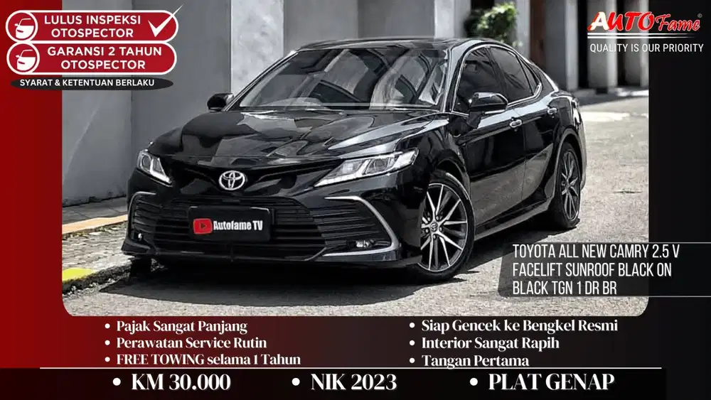 Toyota All New Camry 2.5 V Facelift Sunroof NIK 2023 Black On Black T