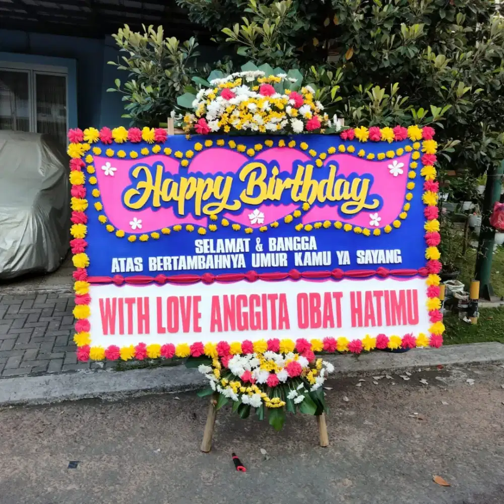 Papan bunga ucapan HUT & birthday siap kirim 24 Jam
