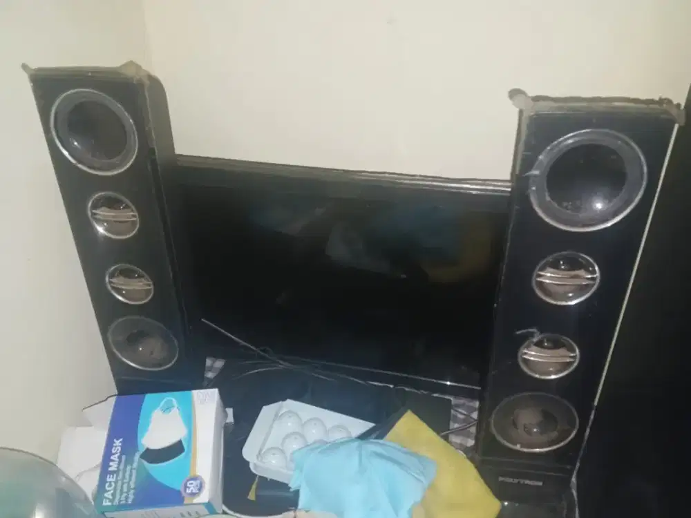 Tv Polytron 24in + 2 speaker second normal