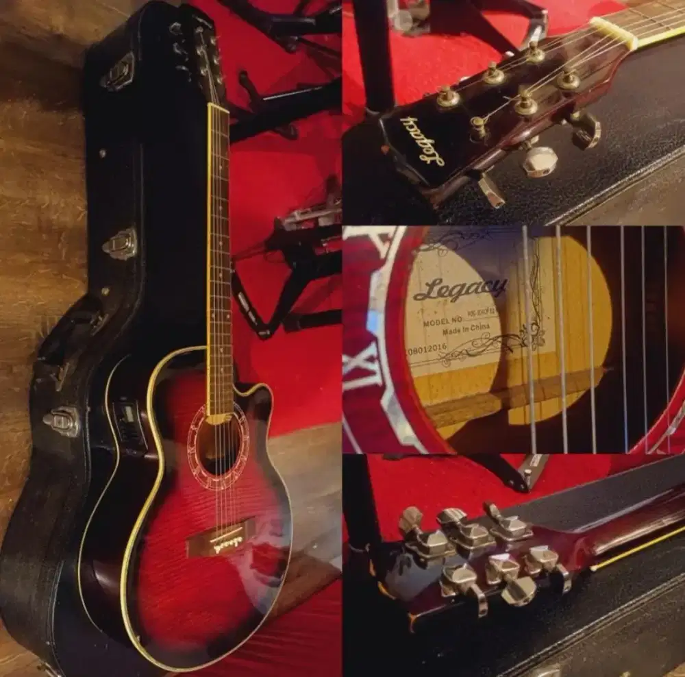 Gitar Akustik Elektrik Cut-way Tanam Baja Import Made in China
