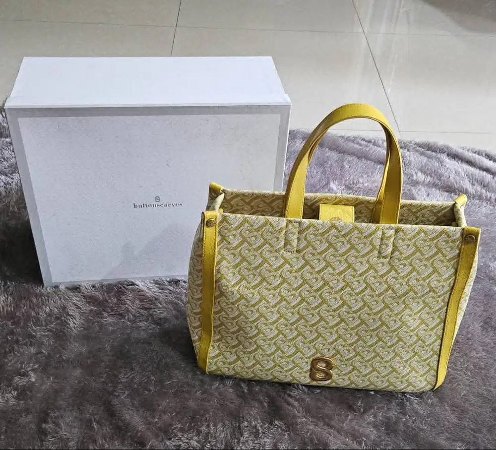Tas preloved buttonscarves bimo tote bag aloe full set box rare itemm