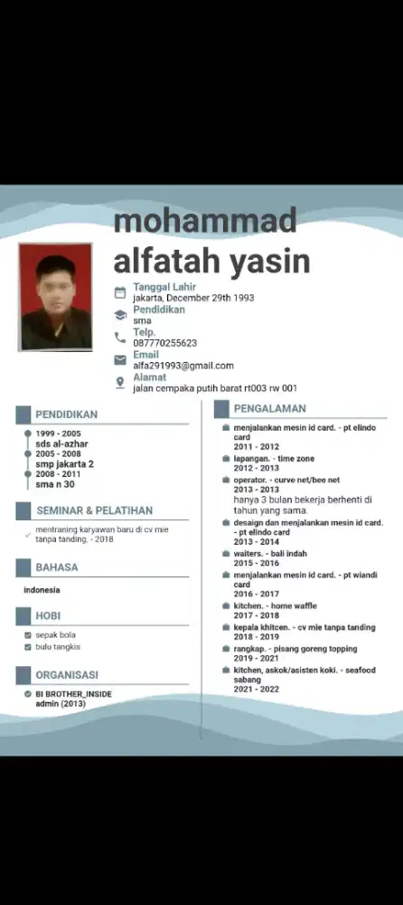 Mencari pekerjaan di luar kitchen