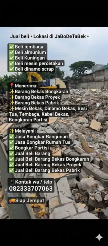 JUAL BELI BESI TUA TEMBAGA ALMUNIUM, AC BEKAS BONGKARAN RUMAH