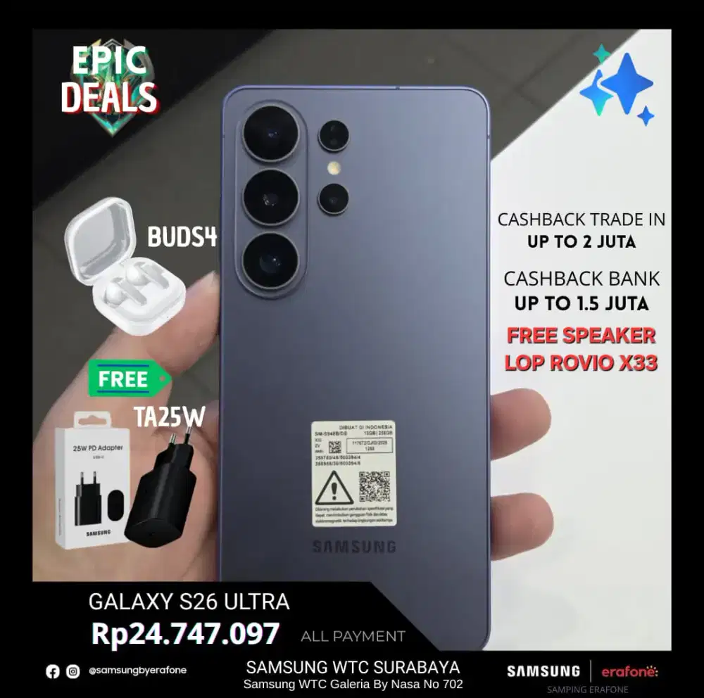 SAMSUNG S26ULTRA+BUDS 4+TA 25W+SPEAKER SAMSUNG BY NASA WTC LT.1 No 702