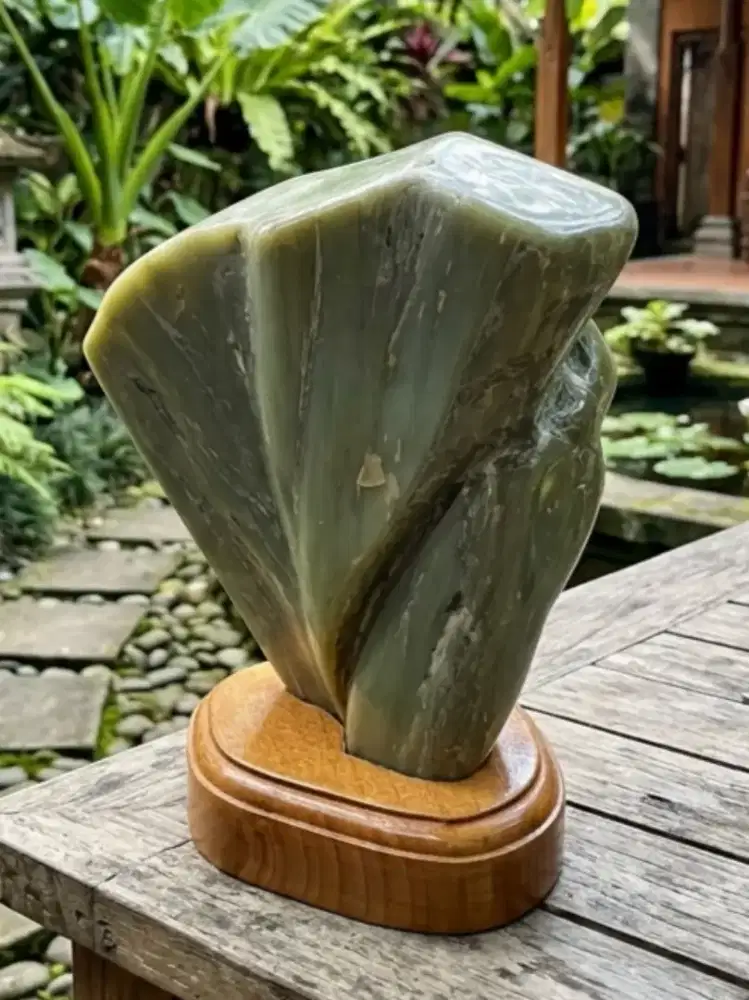 Pajangan F@sil Kayu Hijau Cristal (Giok Pasir Rakit) ±4Kg