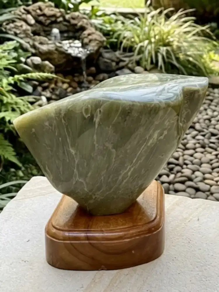 Pajangan F@sil Kayu Hijau Cristal (Giok Pasir Rakit) ±4Kg
