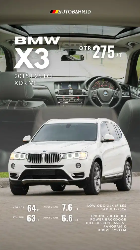 AWD KING! BMW X3 Facelift Panoramic xDrive 2015 White! X1 320i x5