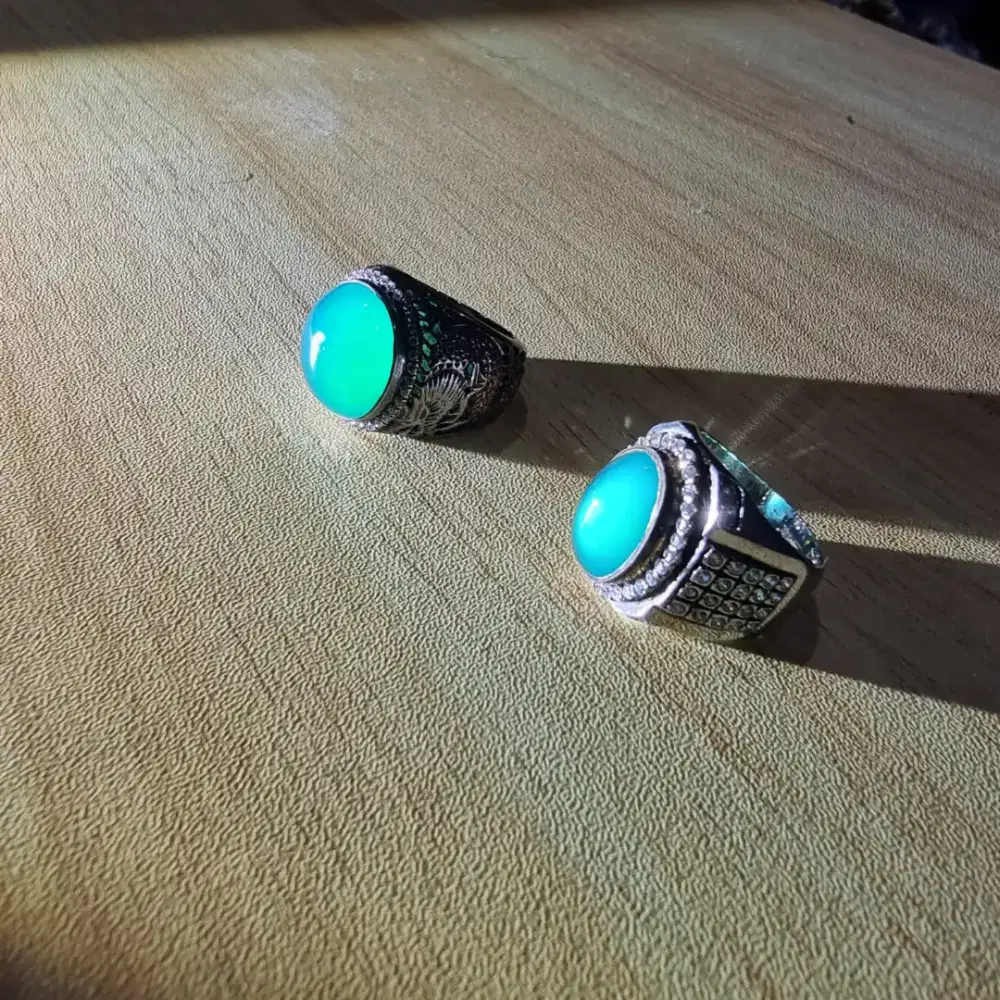 Bacan Kolektor Permata 2pcs BACAN Perak Microsetting Ring Naga