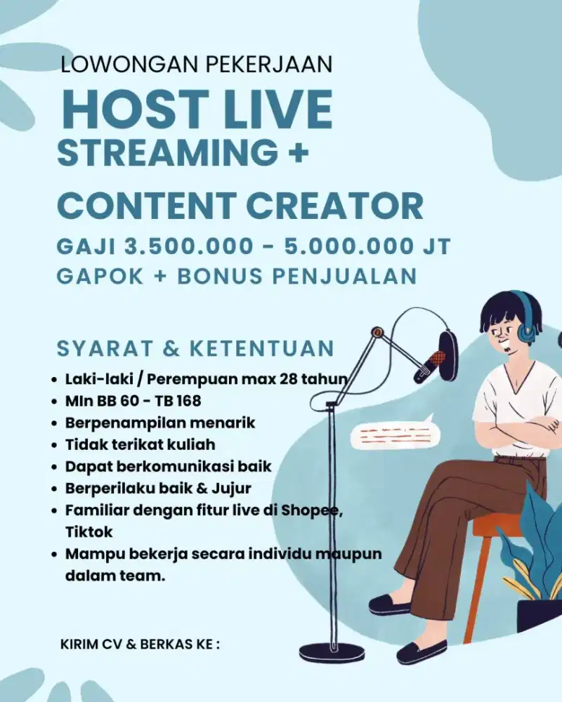 Lowongan Host Live + Konten Creator