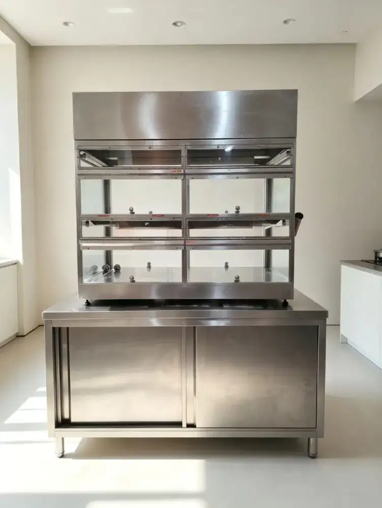 Display Warmer 2 tier dengan meja stainles