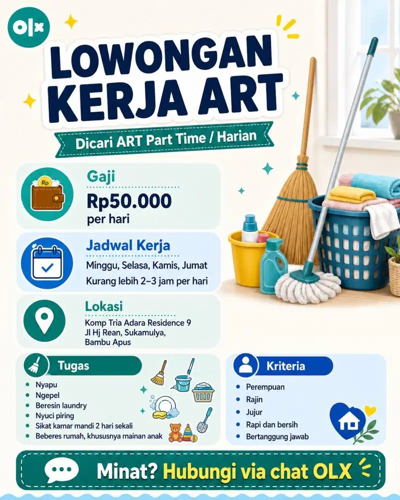 Lowongan Kerja ART Part Time / Harian