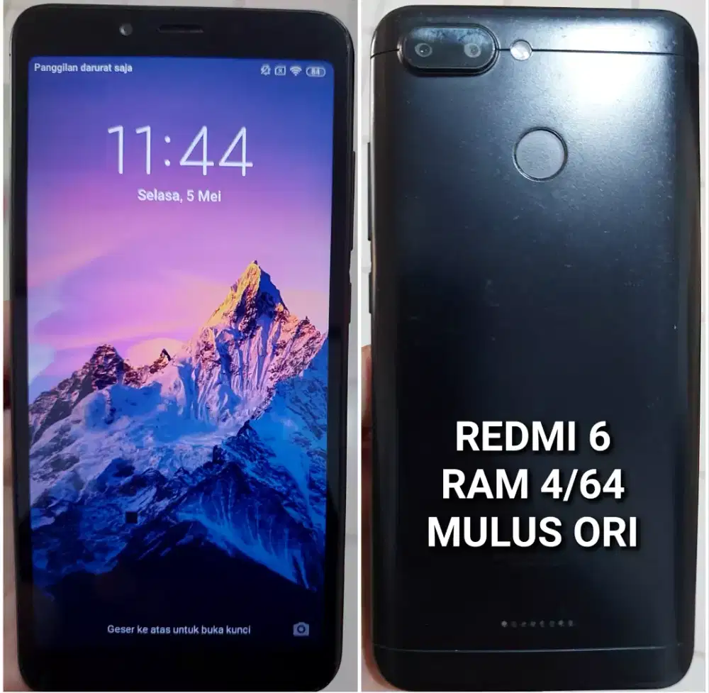Redmi 6 RAM 4/64 hitam mulus ori COD kranji