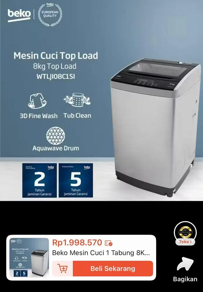 1,5JT MESIN CUCI BEKO