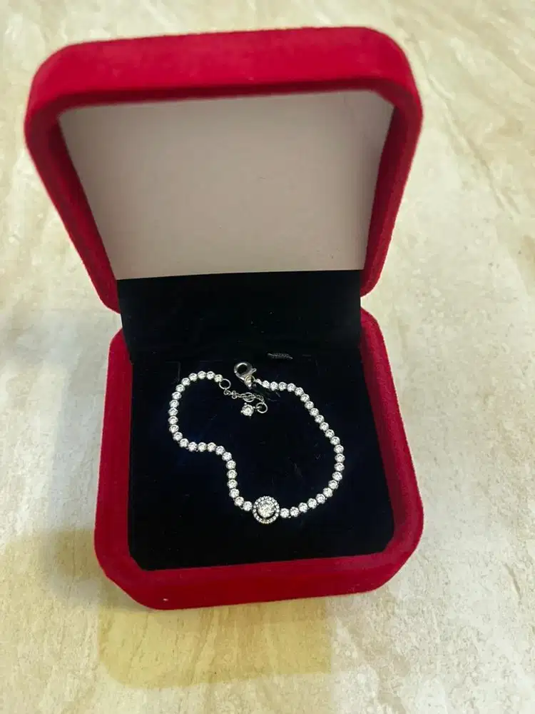 Pandora Sparkling Halo Tennis Non-Charm Bracelets Sterling Silver
