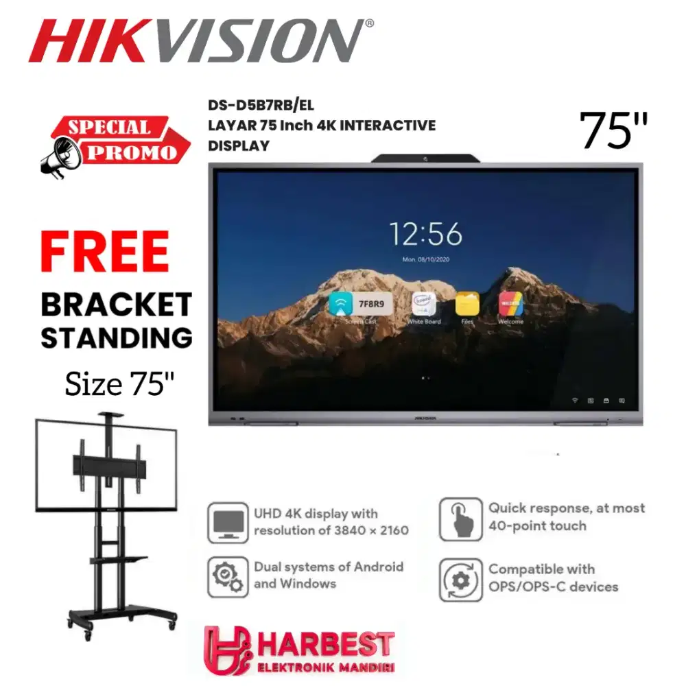 HIKVISION 75 Inch DS-D5B75RB Touchscreen 75 Inch 4K InteractiveDisplay
