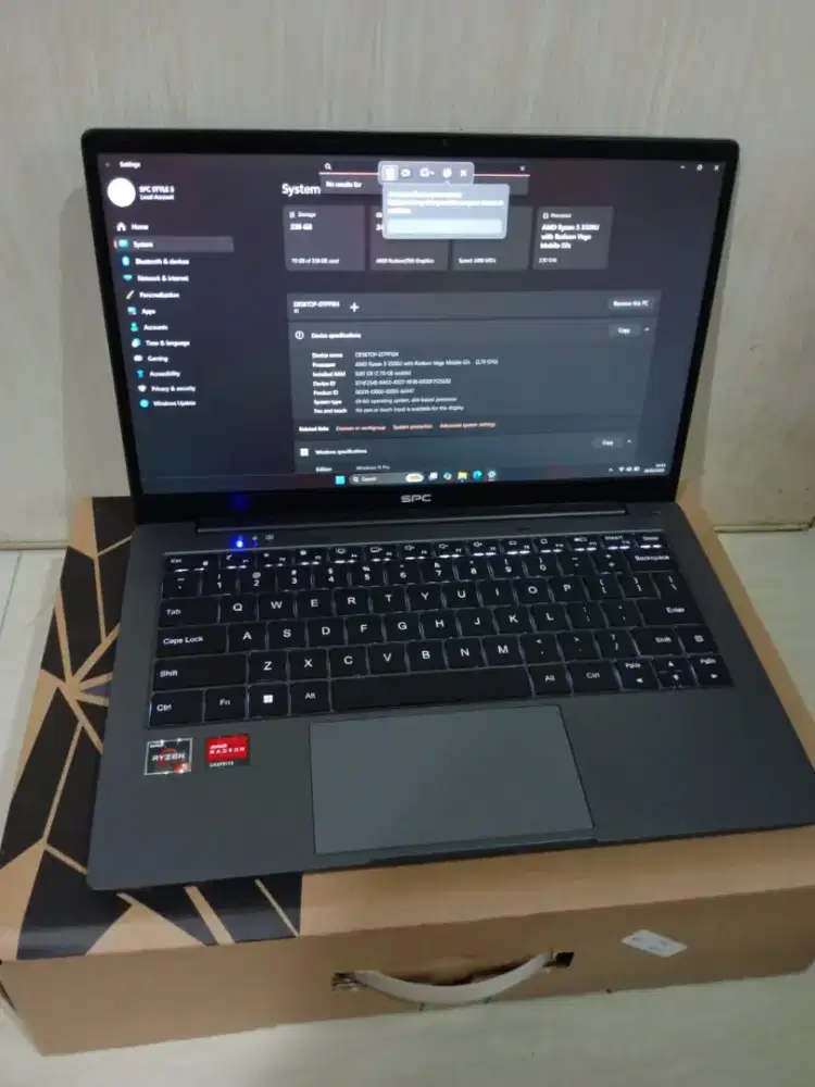 [2nd Normal] Laptop SPC Style 5 Ryzen 5 3500u 8/256 Fullset Mulus