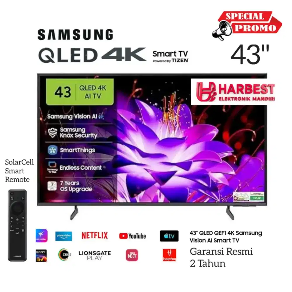 TERMURAH! SAMSUNG QLED 4K Smart TV QA43QEF1 TizenOS Q4 AI PROCESSOR