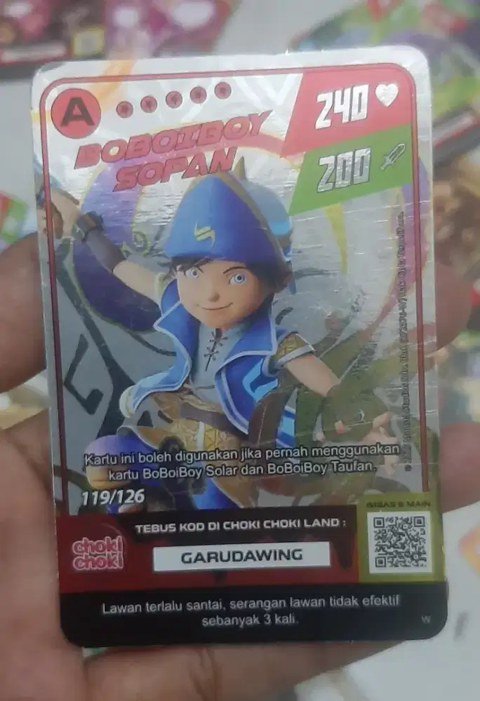 Kartu Mainan Hologram Foil Asli Choki Choki Boboiboy Emas/Silver 1 pcs