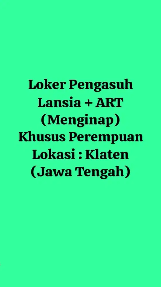 Loker pengasuh lansia