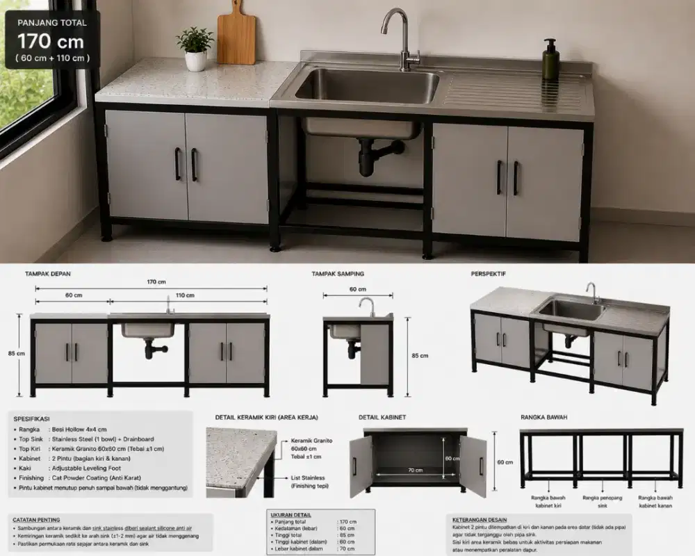 Lemari dan sink cucian piring