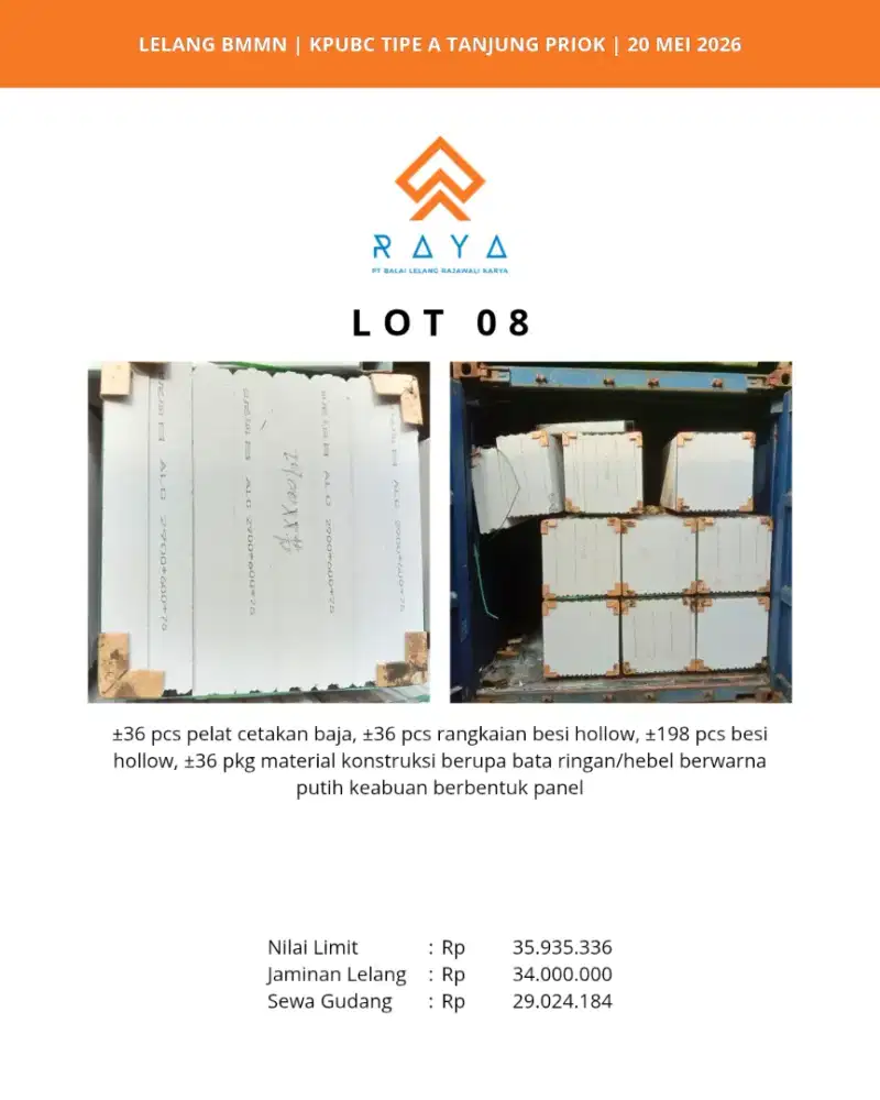PELAT CETAKAN BAJA, BESI HOLLOW, BATA RINGAN/HEBEL DLL
