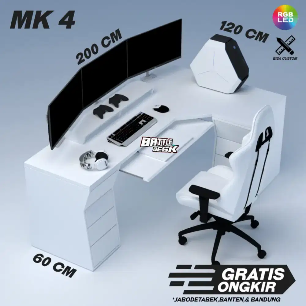 Battledesk MK 4 - Meja Komputer Gaming PC Desk Desk Office Kantor.