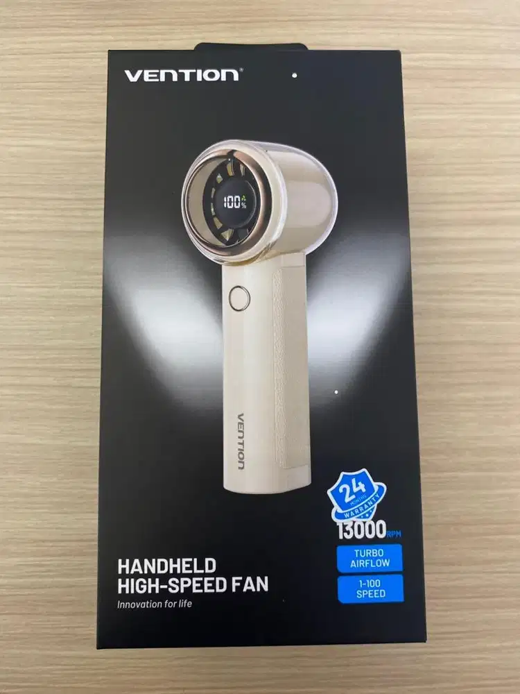 Kipas Vention Hanheld With Led Display Beige / Pbano