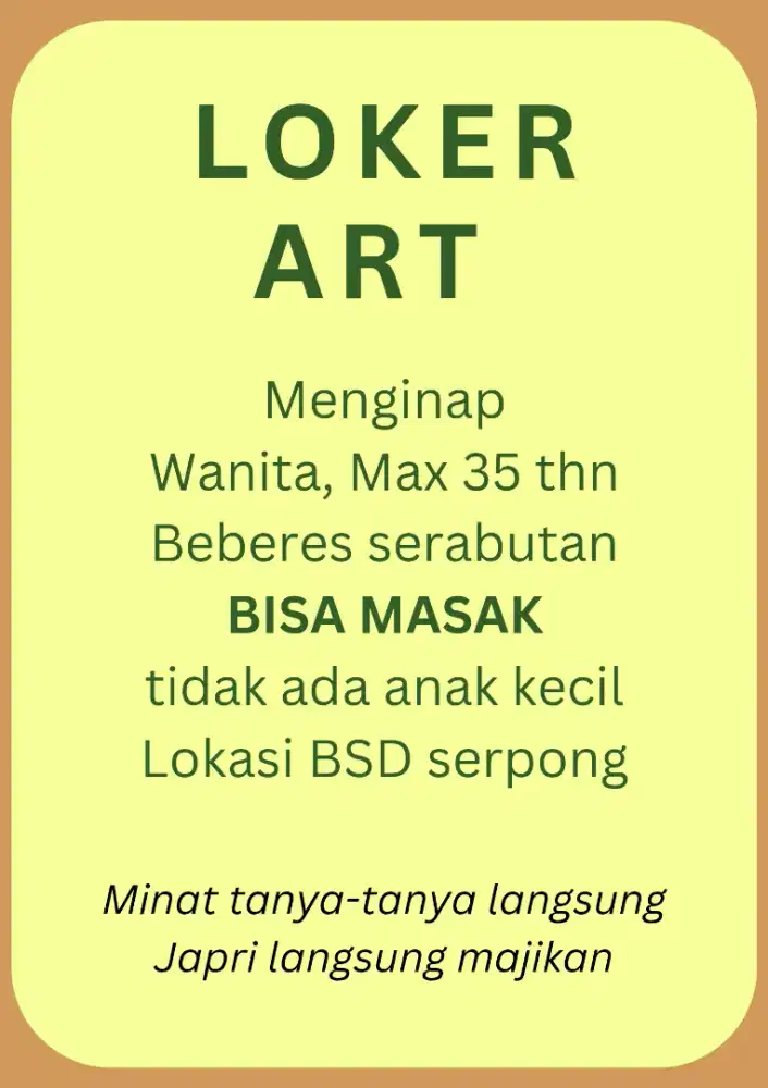 LOKER ART menginap