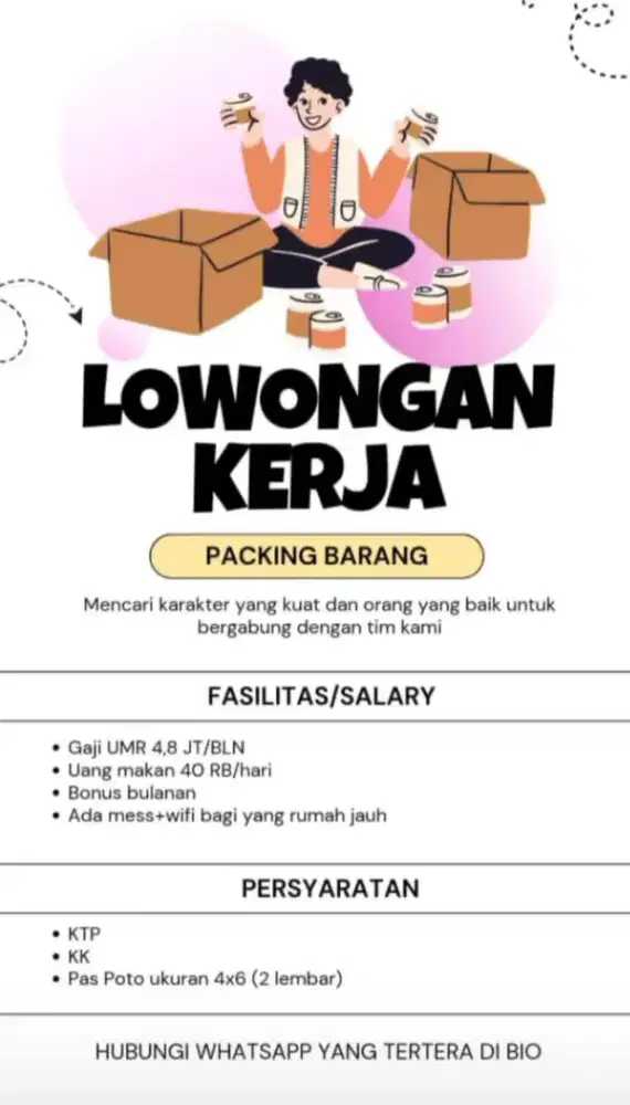 open loker packing & sopir untuk hari ini langsung kerja