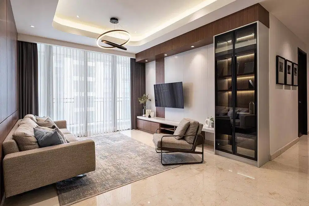 Gorden Vitrase Sekat Ruangan Klinik Roller Vertikal Blinds Krey Kayu
