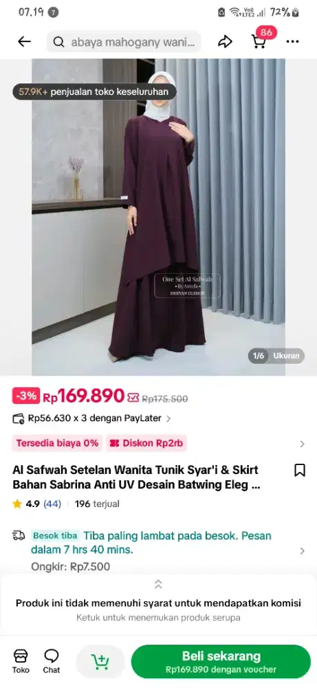 Setelan wanita tunik syar'i (edisi beli kebesaran)